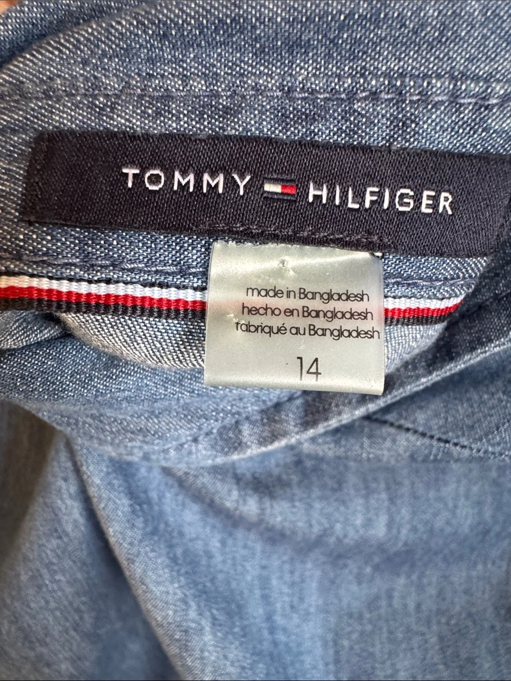 NEW Tommy Hilfiger Blue Denim Button-Front Peasant Dress